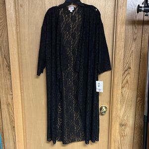 LuLaRoe M Black Lace Shirley Kimono